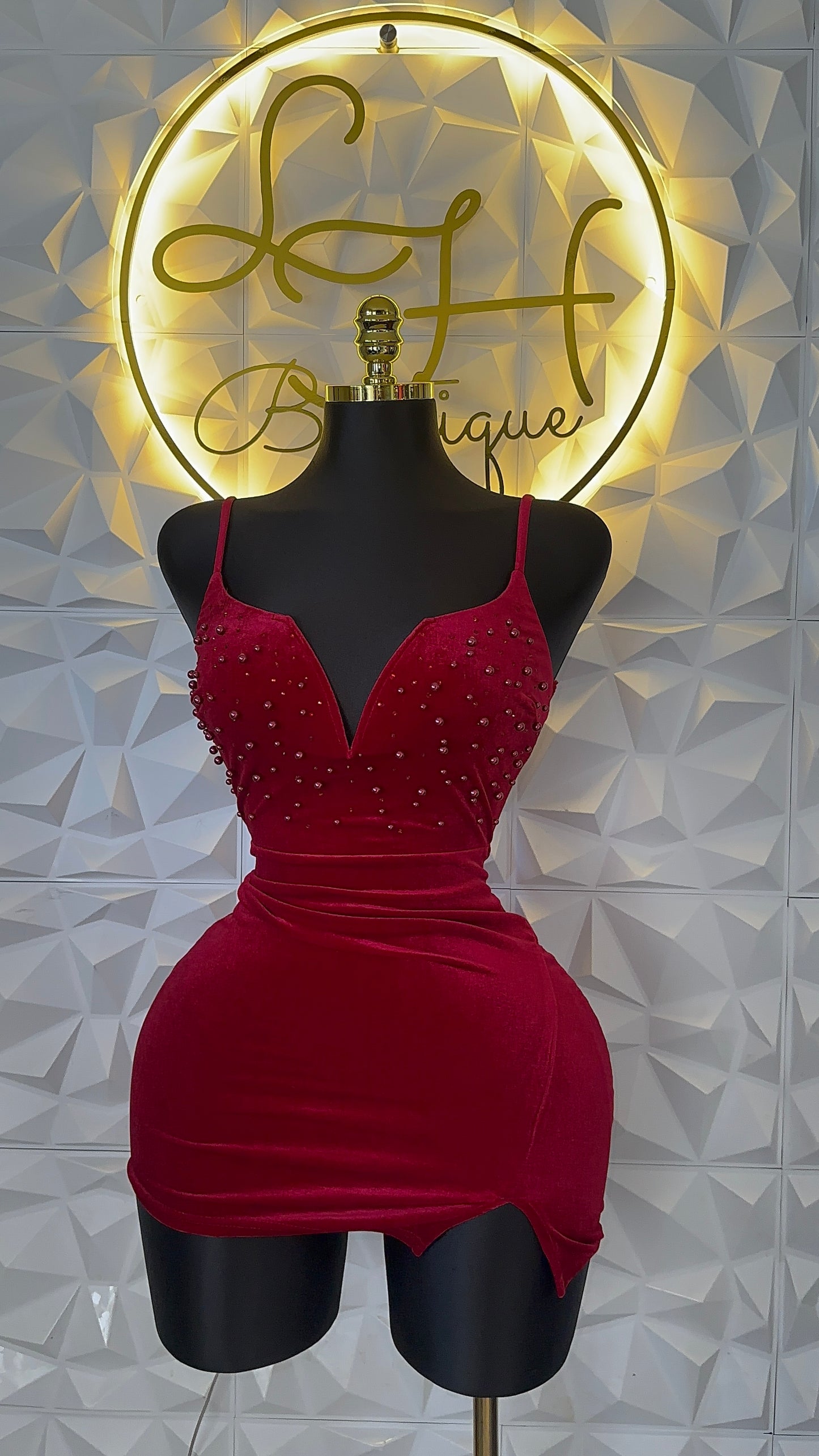 Vestido perlas red